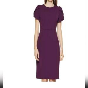 Calvin Klein Purple Tulip Sleeve Sheath Dress